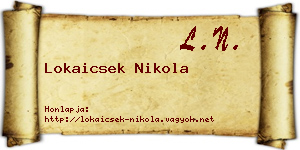 Lokaicsek Nikola névjegykártya